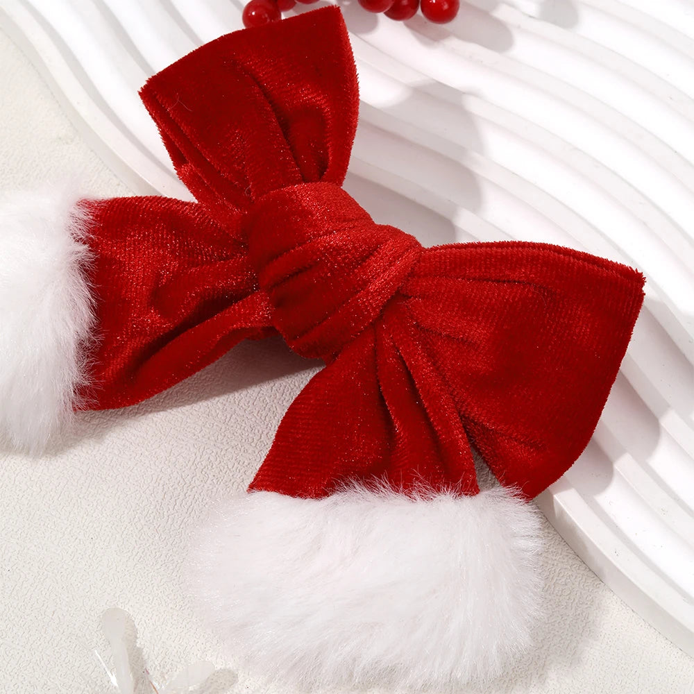 Velvet Holiday Hair Bow Clips