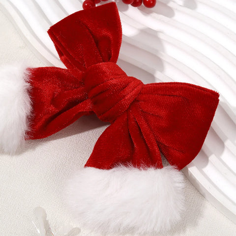 Velvet Holiday Hair Bow Clips