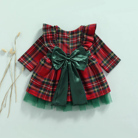 Girls' Red Plaid Holiday Tulle Dress