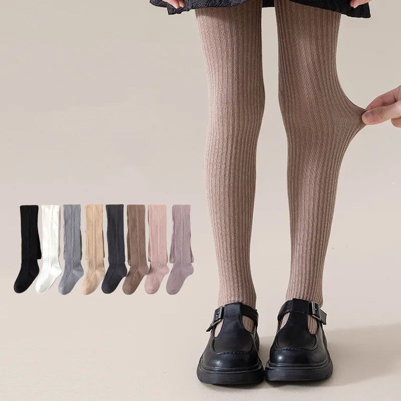 Girls' Ribbed Cotton Tights