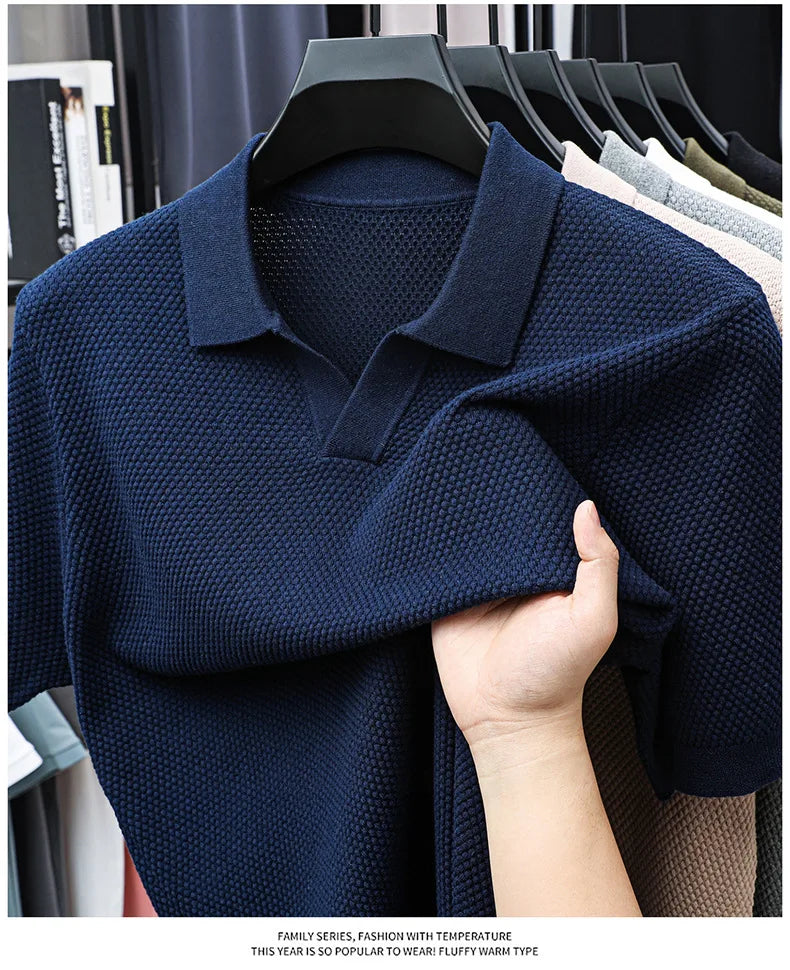 Ribbed Knit Polo