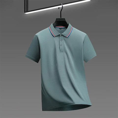 Casual Solid Color Short Sleeved Polo Shirt