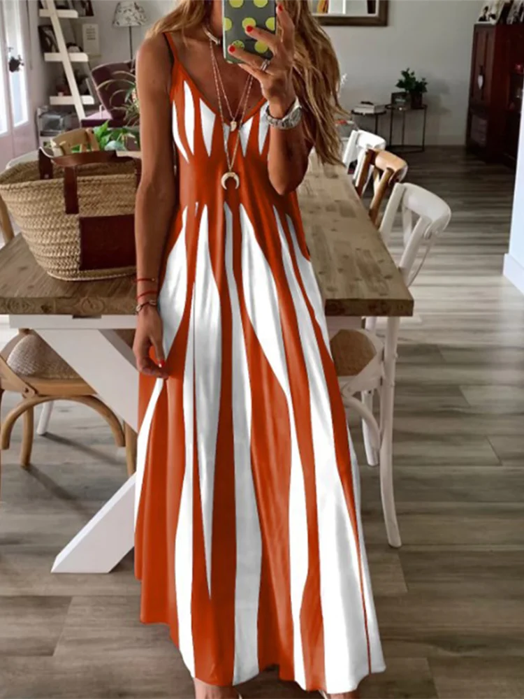 Striped Sleeveless Maxi Dress