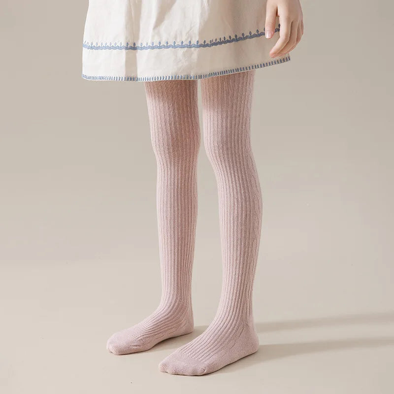 Girls' Ribbed Cotton Tights