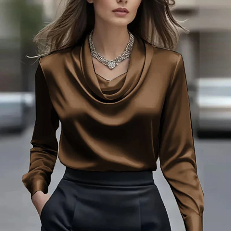 Satin Long-Sleeve Blouse