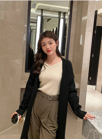 Ribbed V-Neck Sweater
