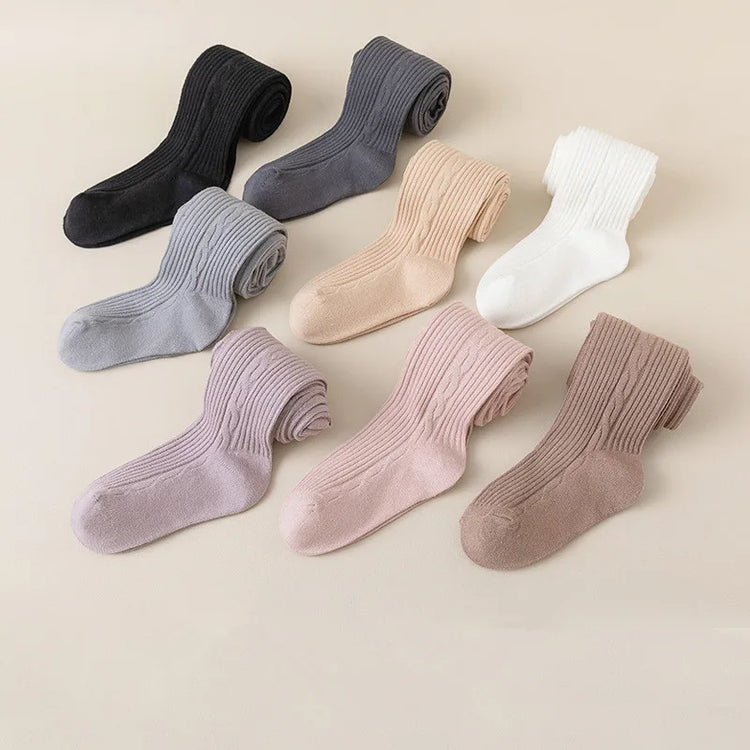 Girls' Ribbed Cotton Tights