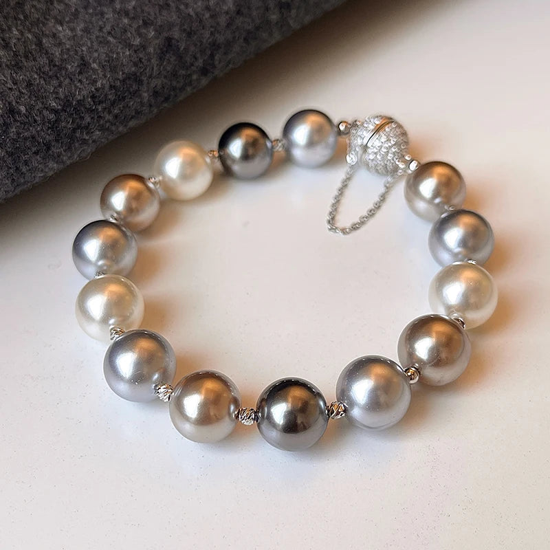 Color Bead Pearl Magnetic Buckle Bracelet