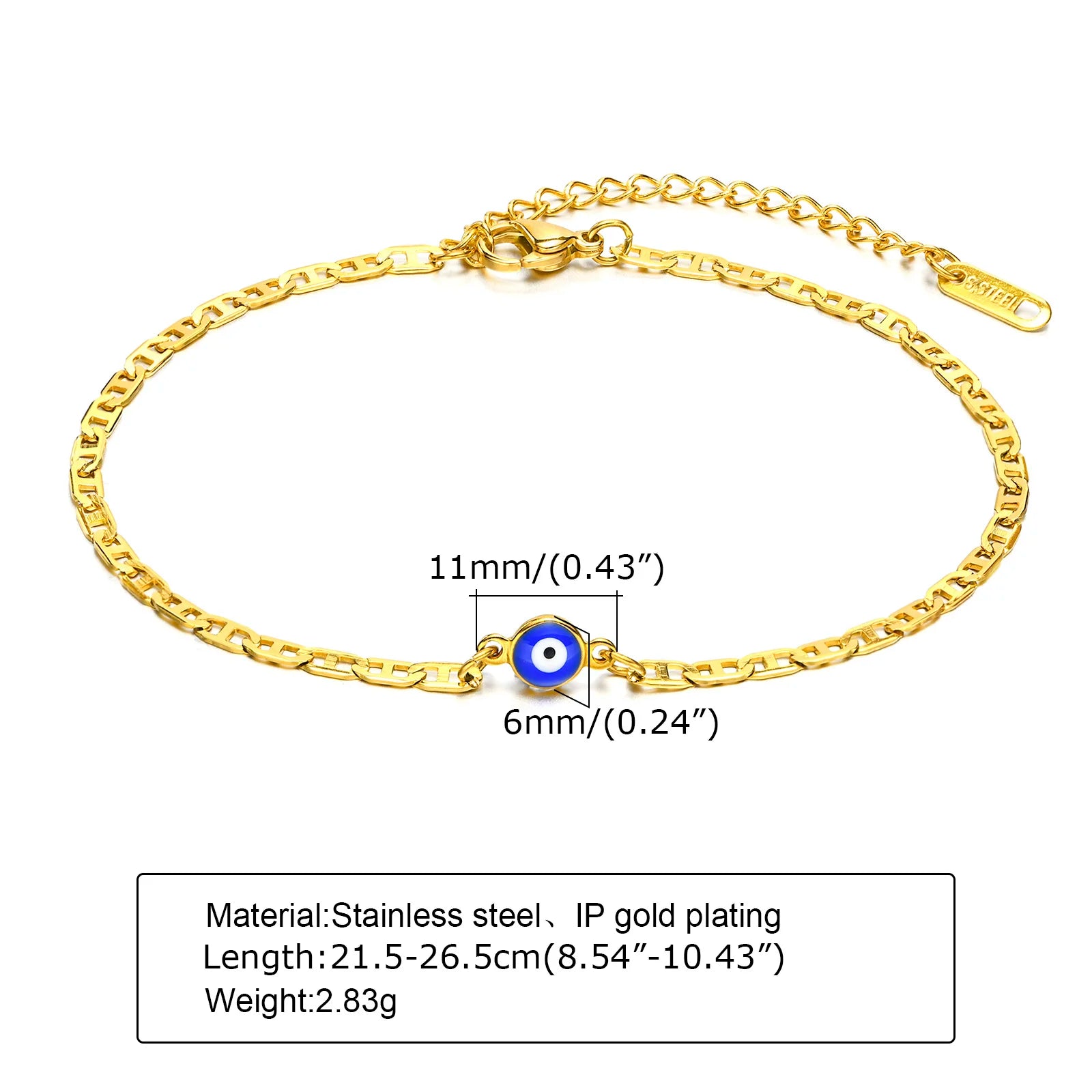 Stainless Steel Lucky Evil Eye Anklet Bracelet for Women