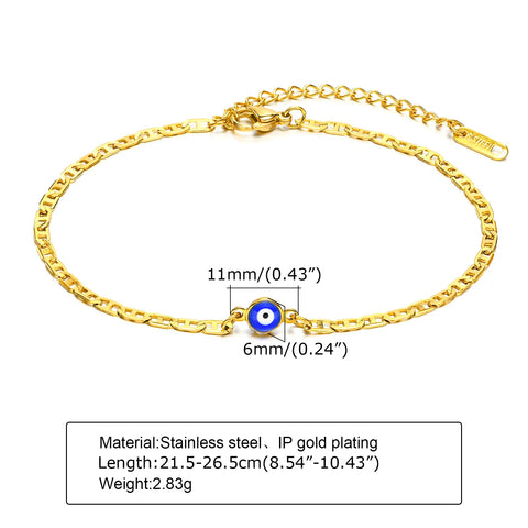 Stainless Steel Lucky Evil Eye Anklet Bracelet for Women