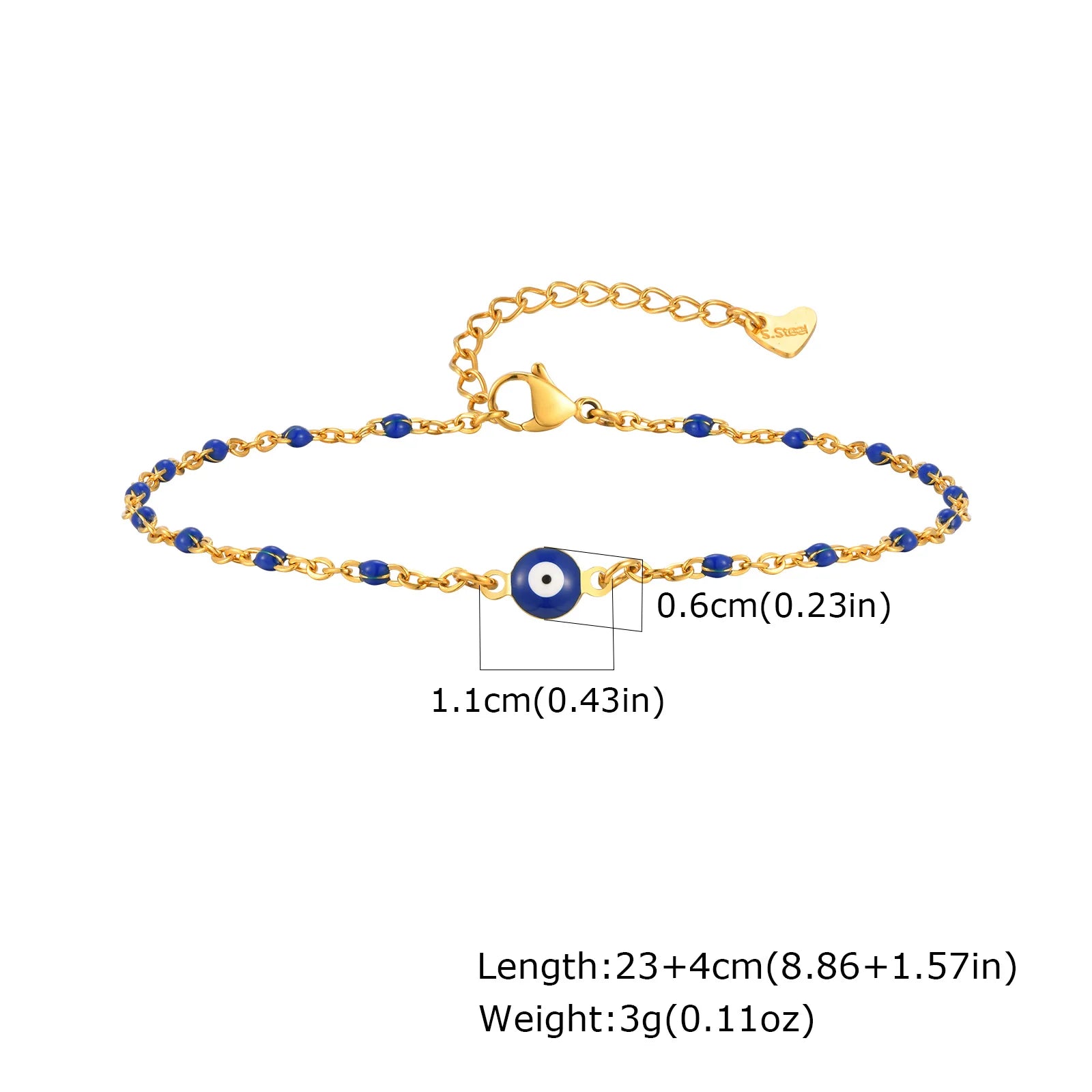 Stainless Steel Lucky Evil Eye Anklet Bracelet for Women