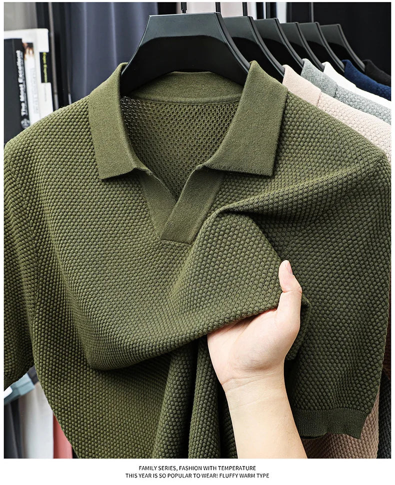 Ribbed Knit Polo
