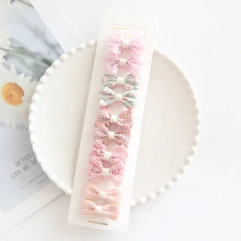 Girls' Bow Hair Clip Set (10 Pieces)