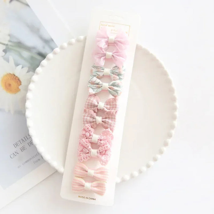 Girls' Bow Hair Clip Set (10 Pieces)