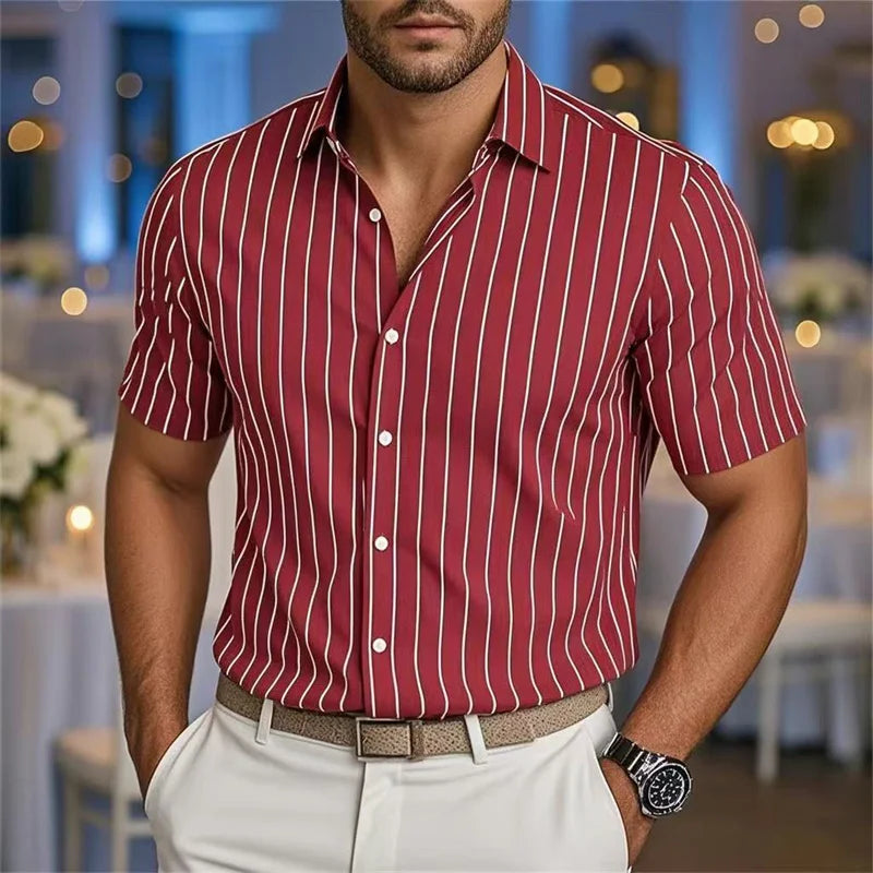 Striped Loose Short Sleeve Shirt