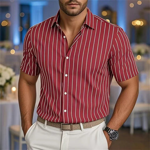 Striped Loose Short Sleeve Shirt