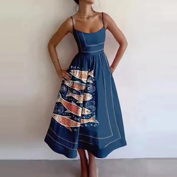 Printed Cami Midi Dress