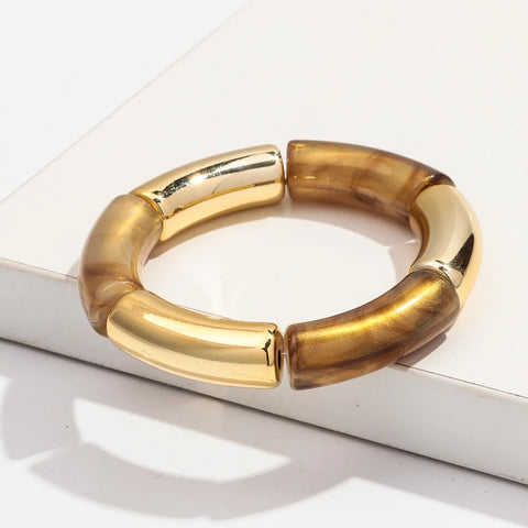 Bohemia Gold Silver Color Acrylic Chunky Bamboo