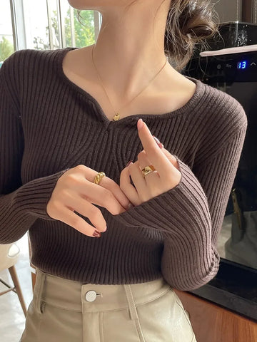 Ribbed V-Neck Sweater