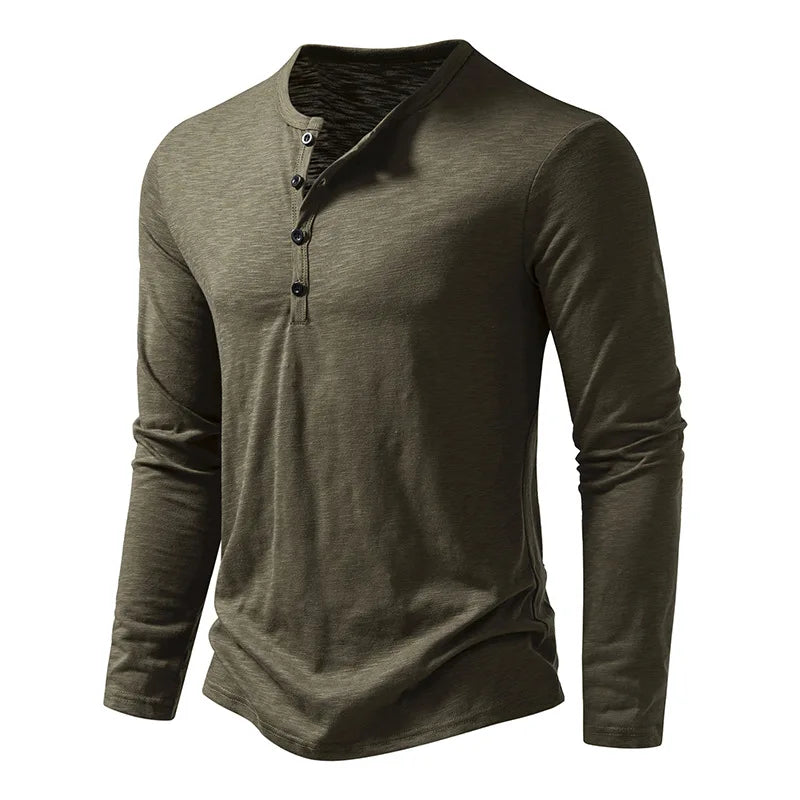 Long-Sleeve Cotton Henley