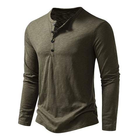 Long-Sleeve Cotton Henley