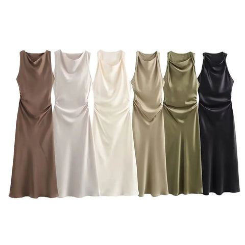 Satin Midi Slip Dress