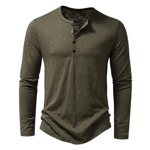 Long-Sleeve Cotton Henley