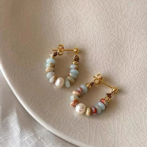 Natural Stone Bead Pearl Pendant Bracelet