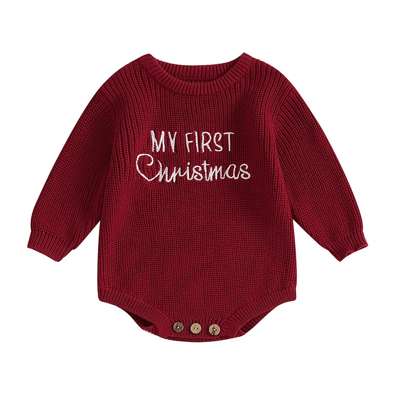 Baby 'My First Christmas' Knit Romper