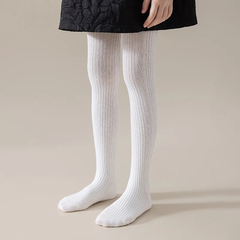 Girls' Ribbed Cotton Tights