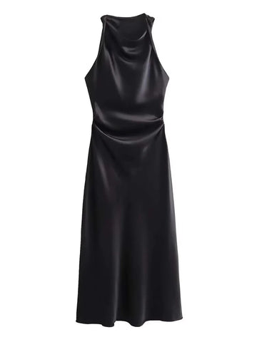 Satin Midi Slip Dress