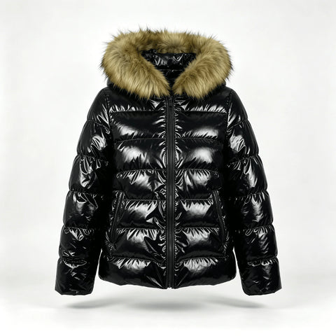 Shiny Hooded Puffer Jacket