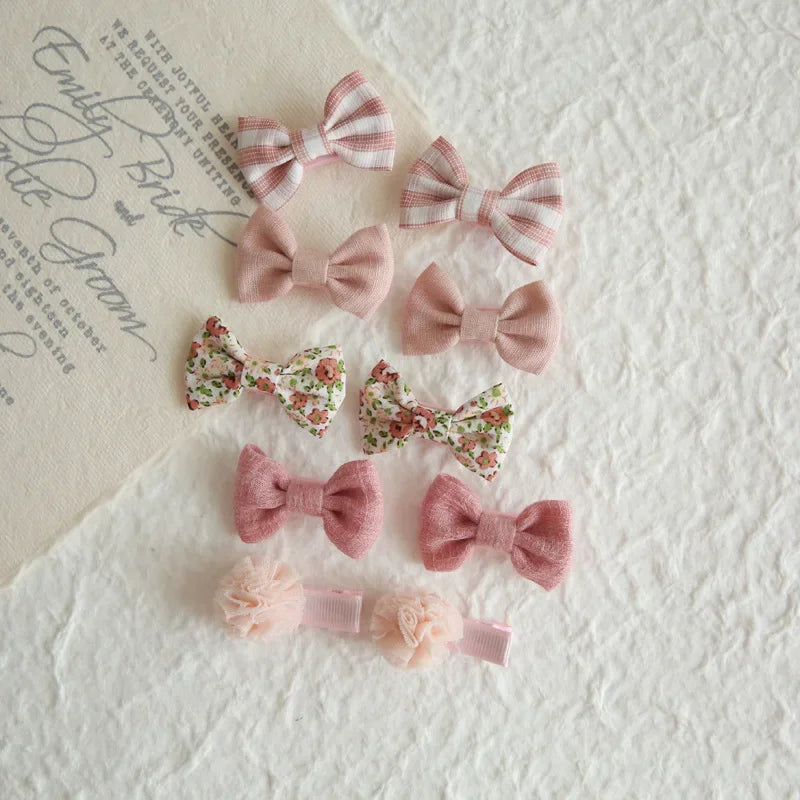 Girls' Bow Hair Clip Set (10 Pieces)