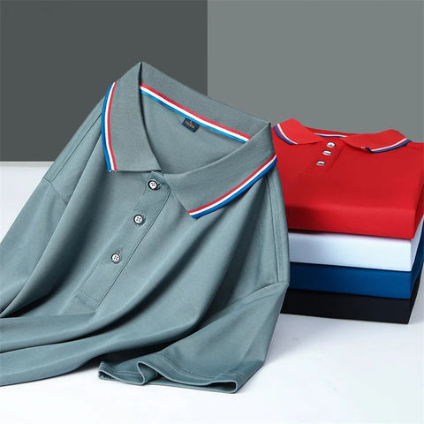 Casual Solid Color Short Sleeved Polo Shirt