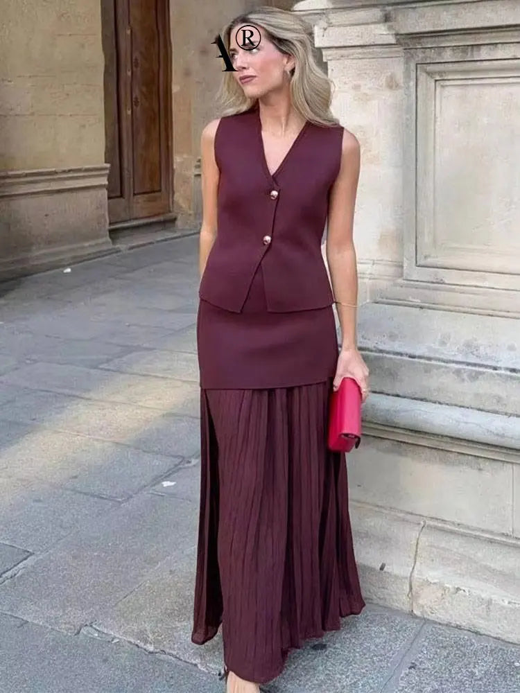 Knit Vest & Maxi Skirt Set