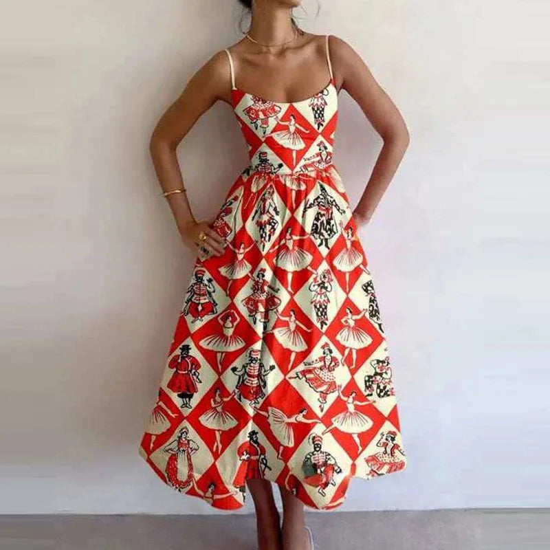 Printed Cami Midi Dress
