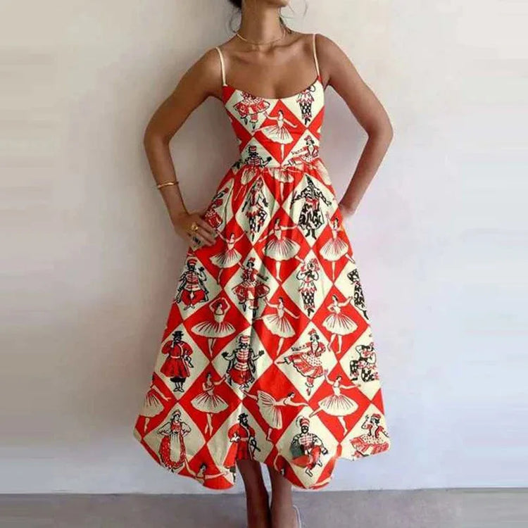 Printed Cami Midi Dress