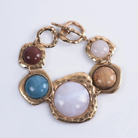 Bohemian Multicolor Resin Stone Charm Bracelet