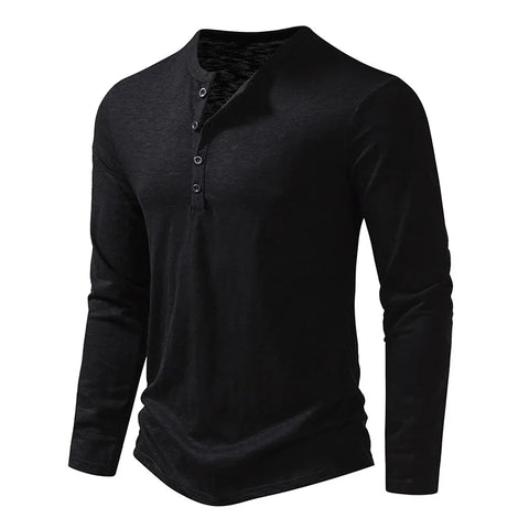 Long-Sleeve Cotton Henley