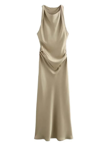 Satin Midi Slip Dress