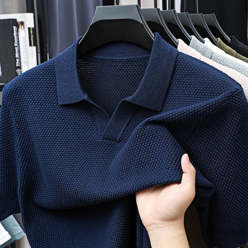 Ribbed Knit Polo