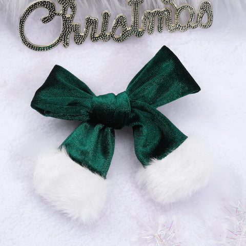 Velvet Holiday Hair Bow Clips