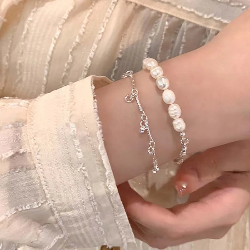 Vintage White Imitation Pearl Chain Bracelet