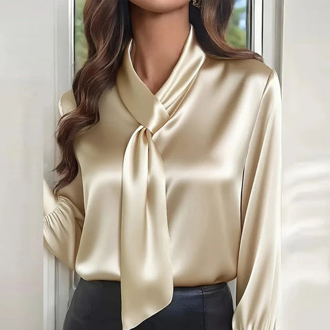 Satin Long-Sleeve Blouse
