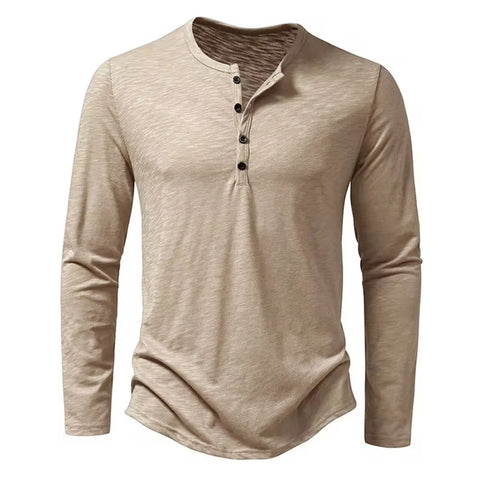 Long-Sleeve Cotton Henley