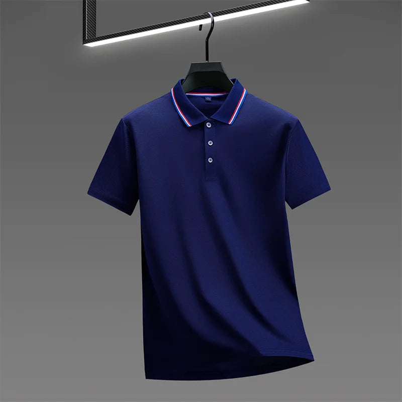 Casual Solid Color Short Sleeved Polo Shirt