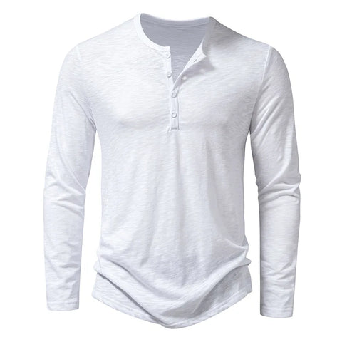 Long-Sleeve Cotton Henley