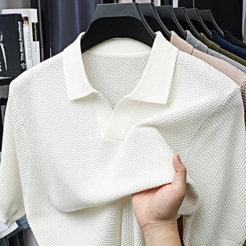 Ribbed Knit Polo