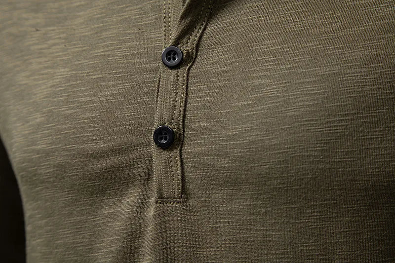 Long-Sleeve Cotton Henley
