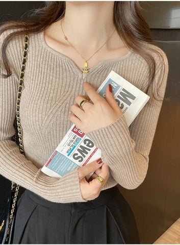 Ribbed V-Neck Sweater
